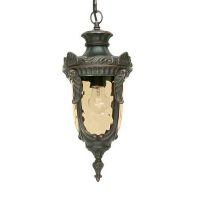 Elstead Lampada a sospensione Philadelphia, bronzo/ambra, IP43 Philadelphia, Crema / Ambra, Vetro, Campagna / Rustiche