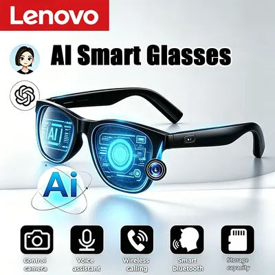 Lunettes Intelligentes Lenovo avec Assistant Vocal, Contrôle Tactile Musical, Appel Bluetooth, Lunettes de Soleil Tendance pour Sports de Plein Air Hommes et Femmes, Nouveauté 2026