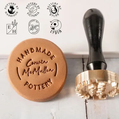 Custom Logo Brass Pottery Stamp For Clay, Personalized Clay Signature Stamp 25/30/40/50mm Stamp for DIY Craft Pottery&Clay Tool