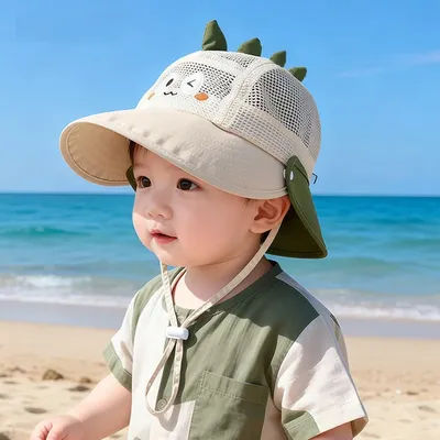 Chapeau de soleil d'été 2026 pour enfants, chapeau bob respirant en maille avec motif animal de dessin animé, sangle réglable pour garçons et filles