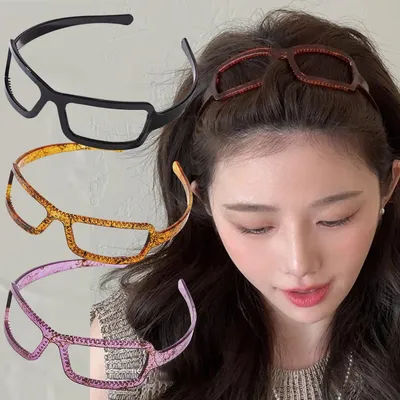 Serre-tête en forme de monture de lunettes pour femmes et filles, accessoire de mode doux et fixe, ornement capillaire