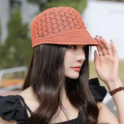 Béret d'été en maille ajourée pour femme, casquette respirante à visière, chapeau décontracté pare-soleil