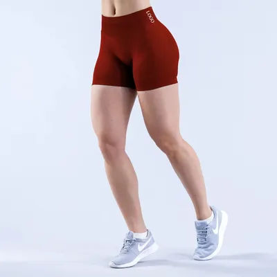 Shorts de sport sans couture en tricot pour femme, taille haute, coupe 3/4, effet galbant, pour yoga et fitness