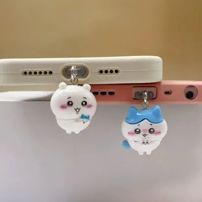 Kawaii Usagi Chiikawa Cheerleader Charging Port Dust Plug Phone Charm Pendant for IPhone Type-C for Android Cute Cartoon Phone