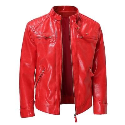 Retrò Vintage Roccia Anni '80 Giacca Lunghe Sedia a dondolo Collo alla coreana Costume Per uomo Casuale Performance Adulti Giacca di pelle Autunno Inverno
