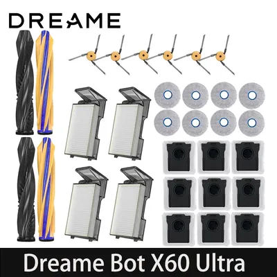 Dreame X60 Ultra Robot Vacuum Spare Parts Consumables Main Side Brush Hepa Filter Mop Cloth Dust Bag Accessories