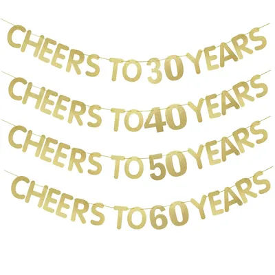 1set gold cheers to 30 40 50 60 years bunting banner adult Birthday Party Hanging Decoration Happy Birthday Banner