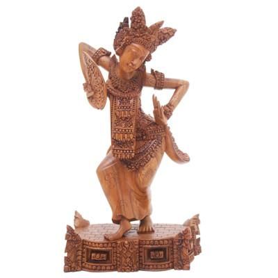 Dancing the Legong Kraton,'Legong Kraton Hand Carved Suar Wood Statuette'