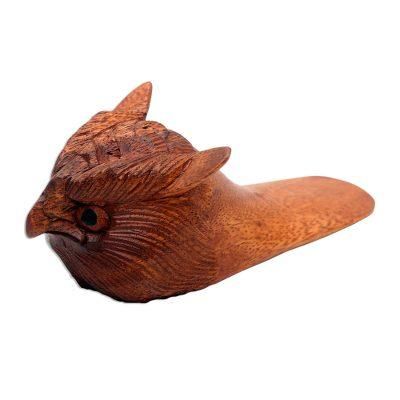 Owl Head,'Hand Carved Wood Owl Doorstop'