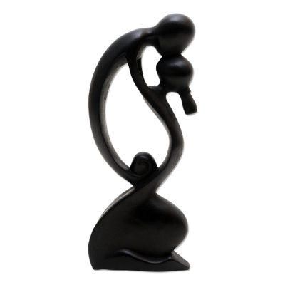 Love Kiss,'Hand Carved Suar Wood Statuette'