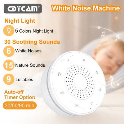 Baby White Noise Machine with 30 Soothing Sounds 5 Colors Night Lights And Timer Rechargeable Relaxing Audio&Sleep Lamp for Baby