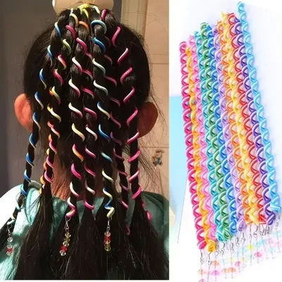 6Pcs1Set Kids Curler Hair Braid Sticker Baby Girls' Decor Accessories
