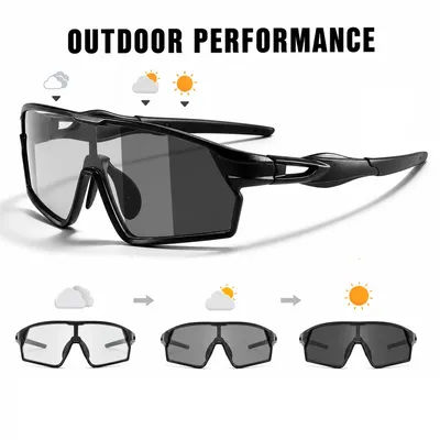 Photochromic Polarized Cycling Sunglasses for Men Women, Oversized UV400 Sports Glasses for Bike Running Hiking Fishing