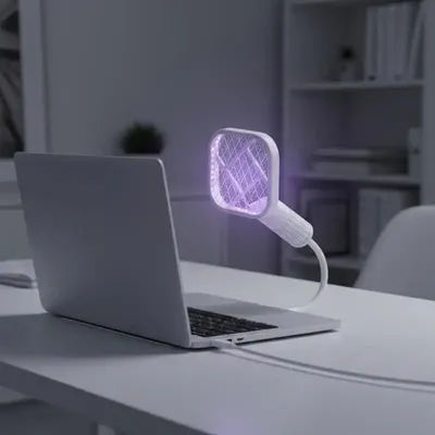 Electric Mosquito Insect Swatter Racket UV Trap USB Charger Safe Pest Control for Bedroom School Dorm and Living Room