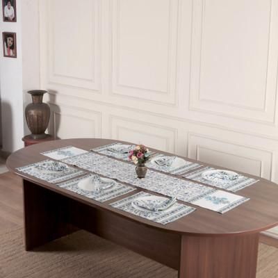 'Spring-Themed 13-Piece Block-Printed Cotton Table Linen Set'