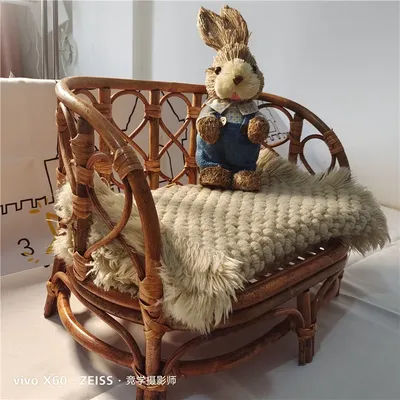 Newborn Photography Props Rattan Products Baby Retro Hand Woven Baby Basket Studio Photo Sofa Chair Bed Photo Studio Accessories