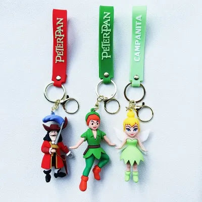 Anime Movie Peter Pan Keychains Car Key Chain Keyring Phone Bag Ornament Jewelry Decor Ornament Toys Doll Kids Birthday Gifts