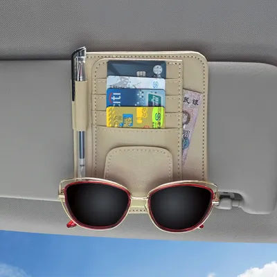 Organisateur de pare-soleil de voiture JFBONIN multi-poches pour cartes de visite, rangement et support de lunettes de soleil, accessoires intérieurs auto