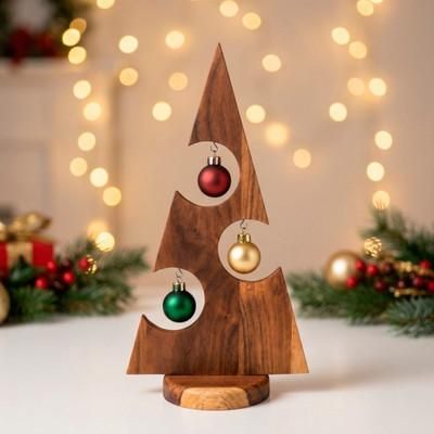 Minimalist Christmas Tree,'Modern Christmas Tree Teakwood Ornament Stand for Tabletops'