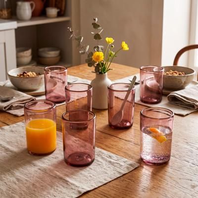 'Minimalist Blown 6-Piece Tumbler Glass Set in Amethyst Hues'