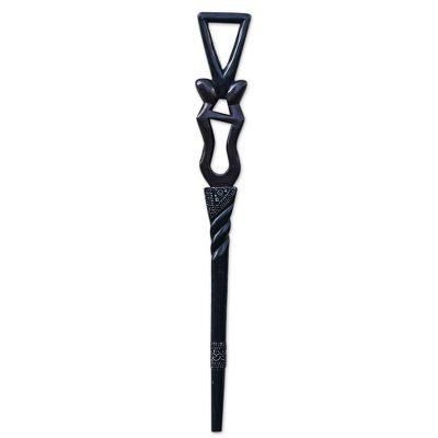 Moving Couple,'Handcrafted Sese Wood Walking Stick from Ghana'