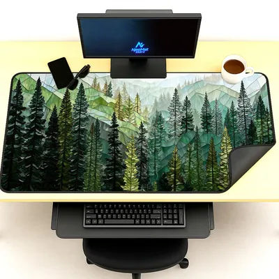 Tapis de souris Paysage forestier 120x60 Très épais avec piniers Grand tapis de jeu scénique montagneux pour PC