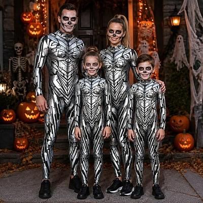 Halloween Tuta intera Body Estratto fluido Robot Stampa Cerniera frontale Sinistro Rave futuristico Unisex Costume per Club Festival Musicale Festival EDM Halloween Carnevale Bambini Adulti