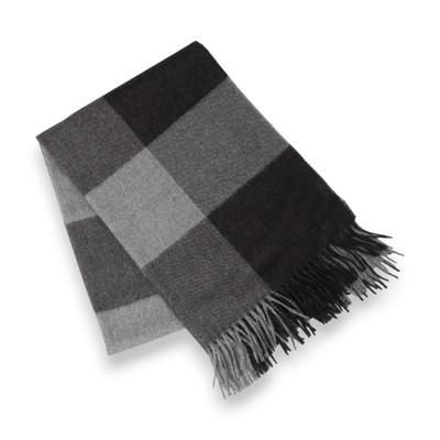 Comfort and Night,'Grey & Black 100% Baby Alpaca Throw with Checkered Pattern'