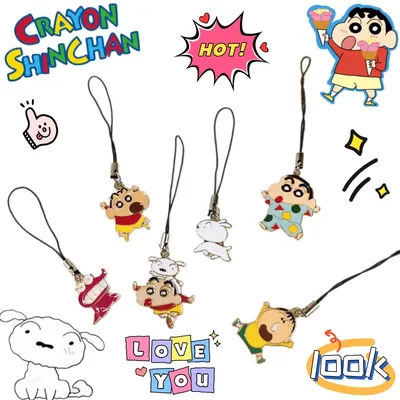 Crayon Shin-chan Nohara Shinnosuke Shiro Cartoon Cute Alloy Mobile Phone Chain Creative Animation Peripheral Decoration Pendant