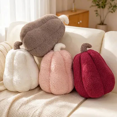 Cute Kawaii Pumpkin Plush Toy, Soft Plant Stuffed Doll, Halloween Home Decor Throw Pillow, Cartoon Plushie Gift for Kids
