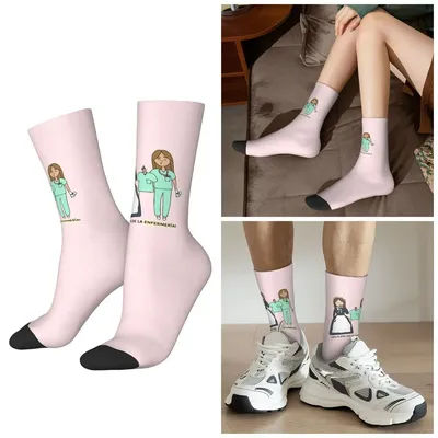 Chaussettes de sport mi-hautes Harajuku pour infirmières et médecins, toutes saisons, idéales pour la Saint-Valentin