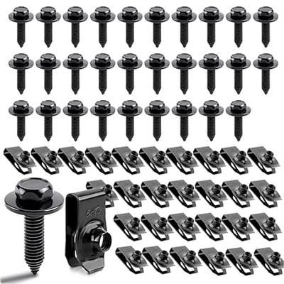 50 clip a U Kit di bulloni per carrozzeria da 1/4, elementi di fissaggio universali per autoveicoli per paraspruzzi, parafanghi, paraurti e coperture del motore, clip di fissaggio e viti per