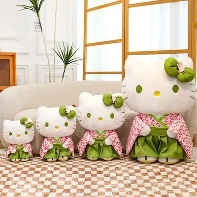35/45/55cm Japanese-Style Matcha Cherry Blossom Kimono Hello Kitty Plush Toy Soft Pillow Room Sofa Decor Comfort Companion Doll