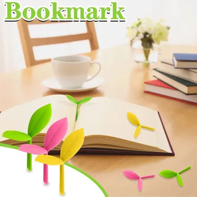 Marque-pages en silicone pour la lecture, vert, en forme de bourgeon de plante, de petite herbe ou de petite feuille, pour papeterie
