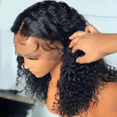 Jerry Curly Short Bob Cut 13X4 Lace Frontal Synthetic Wig For Women Preplucked With Baby Hair Cosplay Daily