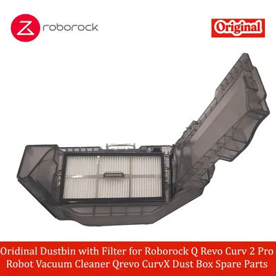 Original Dustbin with Filter for Roborock Q Revo Curv 2 Pro Robot Vacuum Cleaner Qrevo CurvX Dust Box Spare Parts