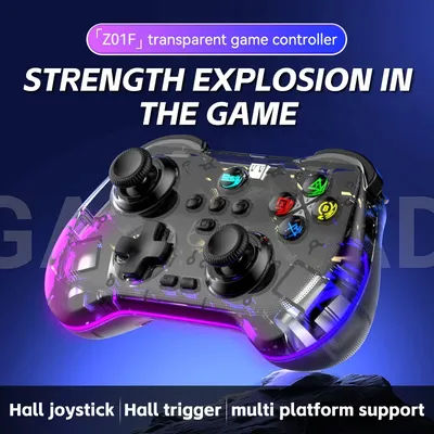 Z01F Wireless Game Controller for PS3/PS4/PC/Switch/Android/iOS Double Hall Effect Bluetooth Gamepad with 6-Axis Gyro RGB Light