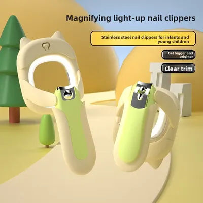 LED Baby Nail Clipper Stainless Steel Kids Nail Cutter with Magnifier and Splash Proof Design