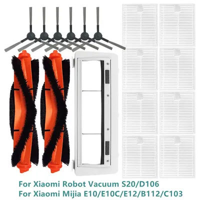 For Xiaomi Robot Vacuum S20 / D106 Main Brush Cover Side Brush Hepa Filters For Xiaomi Mijia E10 / E10C / E12 / B112 / C103