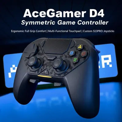 AceGamer D4 Wireless Gaming Controller Symmetric Bluetooth 2.4G Custom Js13pro Joystick for PS4/Pc/Steam/Switch2 Fps Gamers Gift