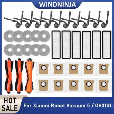 For Xiaomi Robot Vacuum 5 / OV31GL Accessories HEPA Filter Main Brush Side Brush Dust Bags Mop Cloth Replacement Cleaner Parts