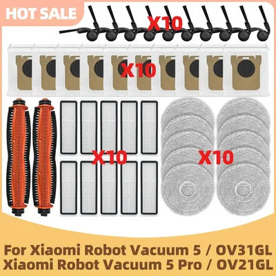 Compatible For Xiaomi Robot Vacuum 5 OV31GL / Xiaomi Robot Vacuum 5 Pro OV21GL Parts Main Side Brush Filter Mop Dust Bag