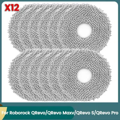 B69A 12PCS Microfiber Mop Cloths for Roborock QRevo/QRevo Maxv/QRevo S/QRevo Pro Robot Vacuum Cleaner Accessories