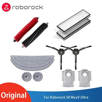 Original Roborock S8 MaxV Ultra Accessory of Washable Filter Main / Side Brush Mop Dust Bag Robot Vacuum Cleaner Parts Optional
