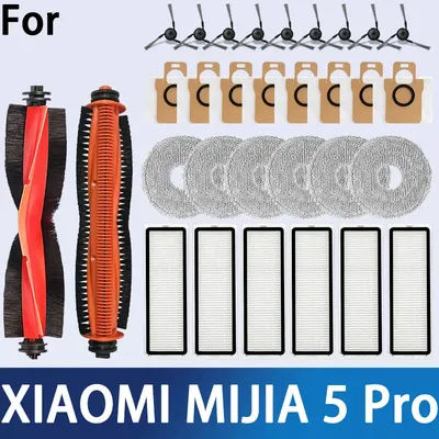 For XIAOMI MIJIA Robotic Vacuum Cleaner 5 pro Accessories Main Brush Edge Cleaning Brush Dust Bag Filter And Replacement Rag