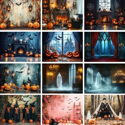 Halloween Castle Bats Ghost Pumpkins Backdrops Kids Adult Photography Child Baby Photocall Evil Witch Bats Retro Backgrounds