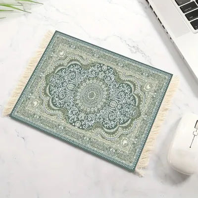 Tapis de souris vert avec pompons, repose-poignet, sous-verre, accessoires de bureau, décoration de bureau, tapis de souris, tapis de bureau, intérieur de bureau