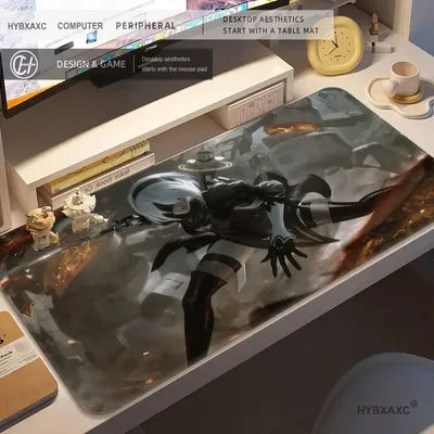 Tapis de bureau XXL HYBXAXC 2B Nier Automata Anime, tapis de souris personnalisé, tapis de souris dessin animé, accessoires pour clavier et souris, chambre à coucher