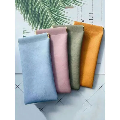 1 pochette pour lunettes de soleil, sac de rangement unisexe pour lunettes avec fermeture automatique, étui à lunettes en cuir