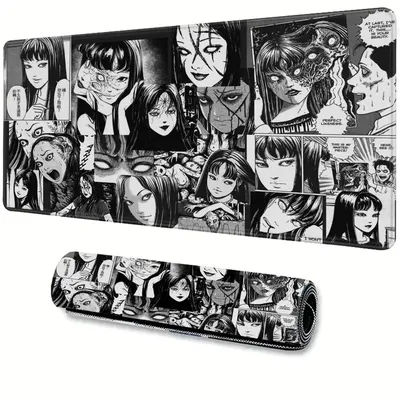 Junji Ito Tees tapis de souris d'horreur tapis de bureau en caoutchouc bureau grand tapis de souris de jeu Anime bord de verrouillage tapis de souris Gamer tapis antidérapant